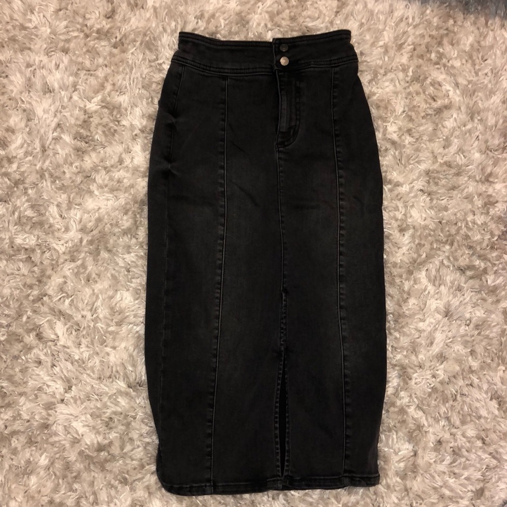 Free People black denim skirt